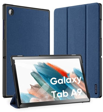 DUX DUCIS [Domo] Schutzhülle für Samsung Galaxy Tab A9 8.7 (X110/X115), dreifach gefaltet, PU-Leder, mit Stifthalter und automatischer Sleep/Wake-Funktion, Blau