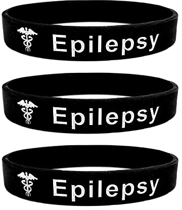 Butler & Grace Epilepsy Silikon Medizinische Armband. Epilepsie Notfall Armband fur Herren Damen Schwarz Weiss 8 zoll 202 mm (Set Of 3 - Black)