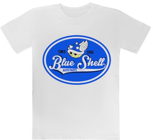 Générique Blue Shell Auto Parts T-Shirt Blanc Enfant Régulier À Manches Courtes