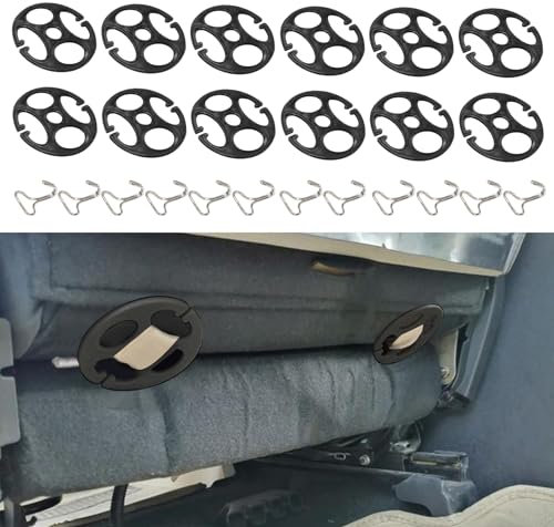 HEVLE 24PCS Car Seat Cover Plum Plate Metal Hooks, 12Pcs Plastic Car Seat Covers Chucks and 12Pcs Metal Hooks Locking Clip Plastic Card Fixed Fastener Buckle for Car (Black)