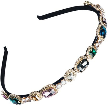 scicent Haarbänder Modische Haarband für Frauen und Mädchen Kristall Haarreif Glitzerndes Vintage Strass Haarschmuck Hochzeit Dünn Haarreifen Antirutsch Gummibänder - 27307