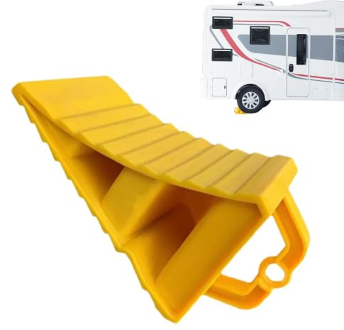 Xasbseulk Unterlegkeile, 2 Stück, Anhängerkeile für Fahrzeuge, Reifenstopper, Unterlegkeile mit Griffen, Wohnwagenkeile, Gummi-Radkeile, für Wohnwagen, Wohnmobil, Auto, Motorrad, Pferdebox usw. – Gelb