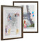 PHOTOLINI 3D Bilderrahmen zum Befüllen 40x50 Eiche dunkel groß, 1,5 cm tiefer Objektrahmen mit Glas, 2X tiefer Bilderrahmen 40x50 Holz MDF mit Passepartout, Dicker 3D Rahmen befüllbar für Gegenstände