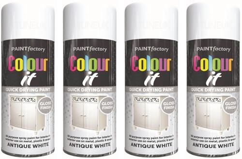 HitlineUK 4 x Gloss Spray Paint | WHITE | 400ml | Spray Paint For Metal | Multi Surface Gloss Spray Paint For Wood, Metal, Plastic, Ceramic Interior & Exterior Spray Gloss Finish