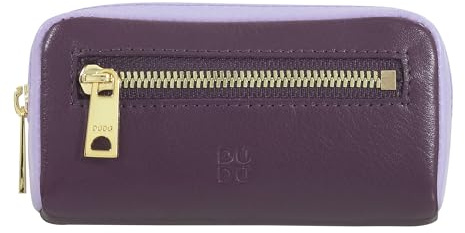 DUDU Bunte Unisex Schlüsseltasche in echtem Kalbsleder Deep Purple