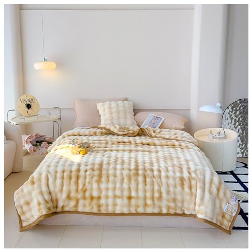 Ergocars Weiche Und Dicke Künstliche Pelz -Hergestellte Blasenkaninchen Kaninchen -Decke Eignet Sich Für Sofa, Doppeltsidter Plüsch, Warm Und Flauschiger Decke,70,86x78,74 Zoll (Ca. 180x200 cm)