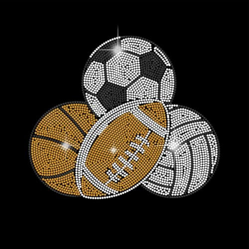 SUPERDANT Bügelbild Strass Zum Aufbügeln Für Fußball Volleyball Basketball Rugby Strass Zum Aufbügeln T Shirt Transferfolie Strass Transferfolie Aufbügeln Wärmeübertragung Hotfix Aufkleber Kristall