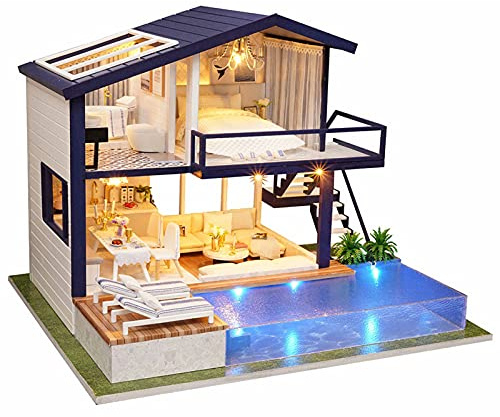 Akozon Diy Tiny House Zeitwohnung Große Villa Kit Modellbausatz