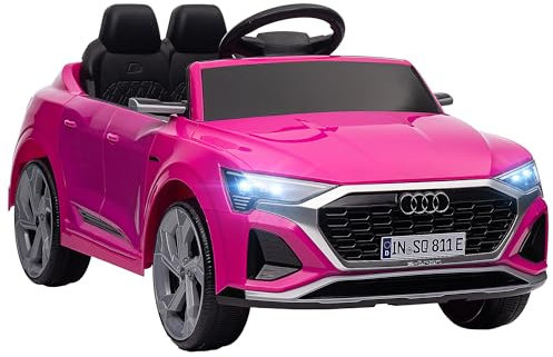 AIYAPLAY Audi Q8 E-tron Licensed Electric Car for Kids, 12V Electric Ride Age 3+ on Sportback Design with Remote Control, 4 Suspension Wheels, LED Headlights, Music, Horn, for Ages 3-4 - Pink