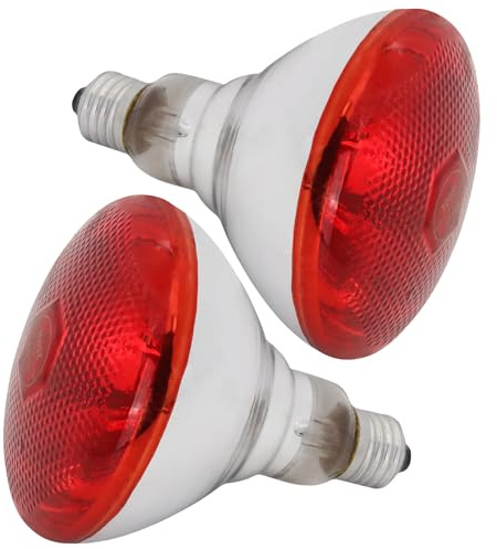Houtokit Infrared Heat Lamp Bulb, 2 Pack 250W Chick Infrared Light Red Heat Bulb E27 Chicken Brooder Reptile Basking Heat Light Bulb for Poultry Chick Dog Cat Pig Lizard Tortoise
