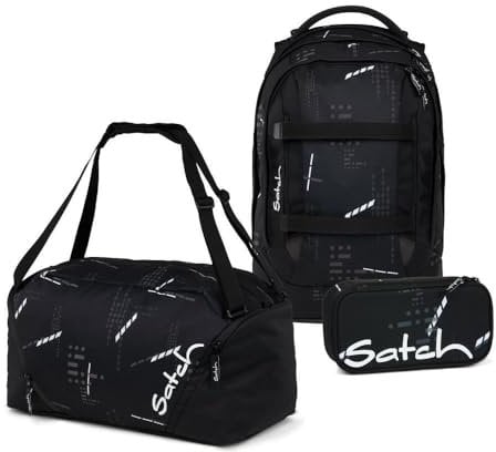 Satch Pack Schulrucksack Set 3tlg. inkl. Schlamperbox und Sporttasche (Ninja Matrix)