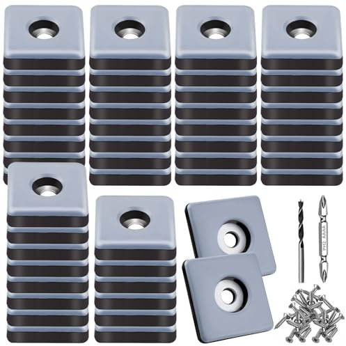 TXErfolg Teflongleiter zum Schrauben 48 Stück 25 mm Teflongleiter Quadratisch Möbelgleiter mit 48 Edelstahlschrauben 2 Bohrer Bodengleiter Möbelgleiter-Set Effektiver Schutz Ihrer Möbel Stühle Böden