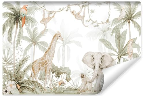 Muralo Tapete Vlies 3D, Tiere, Dschungel, Kunstdruck - 360x240 cm | Beeindruckendes 3D-Design, hochauflösender Druck - ideal für Wohnzimmer und Schlafzimmer, Ein außergewöhnliches Raumerlebnis