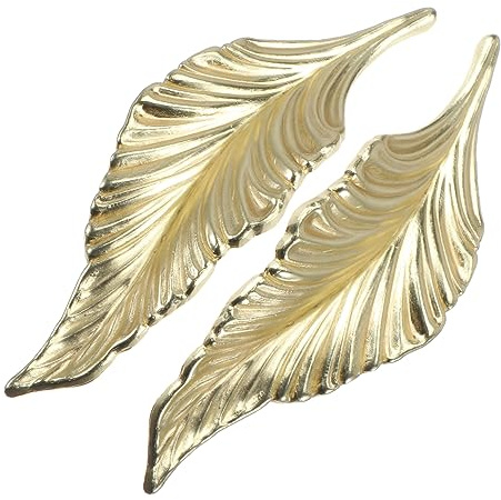 FUTUREORYY Maniglie Retro in Vintage di Mobili per Lega e Forma Foglia Zinco Oro, 2 Pezzi Bordi Lisci Design Creativo e Decorativo Armadio e Finestra