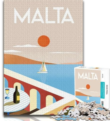 Malta-Puzzle für Erwachsene, 1000 Teile, Lernspielzeug, Familienspiele, Geschenke für Freunde und Familie, 38x26cm