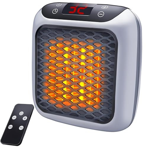 ZMURED Steckdosen Heizung, Elektrischer Wandheizlüfter 800W mit Thermo-Keramik-Technologie | Digitales Thermostat, 12h Timer, PTC Ceramic Heating Element, Badezimmer Schlafzimmer Büro