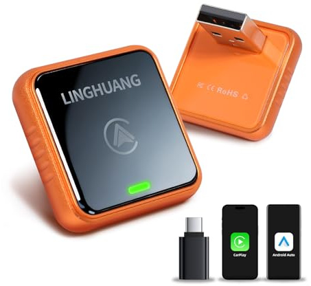 for Apple Carplay Wireless Adapter, Android Auto Wireless Adapter Upgrade auf kabelloses Carplay, Schnelle Stabile Verbindung, Plug & Play, Kompatibel mit iPhone iOS 10+ & Android 11+ & Autos ab 2016