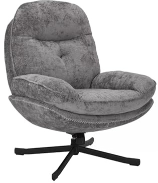 SIGNAL MEBLE Harper, Drehsessel, Grau, 360° Drehfunktion, Ergonomische Rückenlehne, Stoff/Metall, 101 cm Höhe, Belastbar bis 150 kg