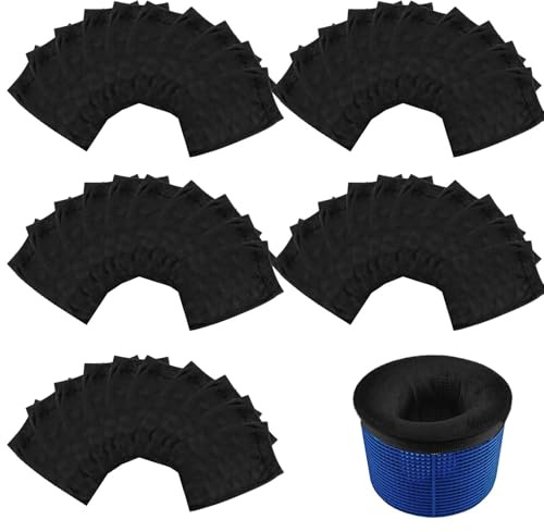 Kivivaka Pool-Filter-Skimmer-Socken, 30 Stück, elastisches feines Nylon-Netz, 13 x 22 cm, passend für die meisten oberirdischen Pool-Skimmerkörbe, schwarz, 50 Stück