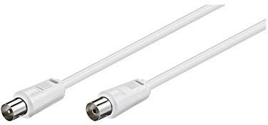 Goobay 50910 Cable de antena, conector coaxial niquelado a toma coaxial, cable coaxial apto para TV, HDTV, radio, DVB-T2, DVB-S, DVB-S2, DVB-C, apantallado doble, 70 dB, 75 Ohm, 0,5m, blanco