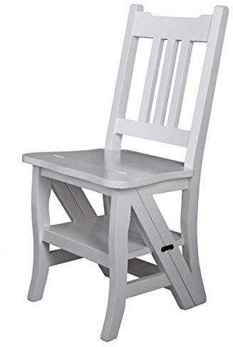Stepchair Leiterstuhl Shabby Chic Stuhl Weiss Leiter Mahagoniholz klappbar mar058 Palazzo Exklusiv