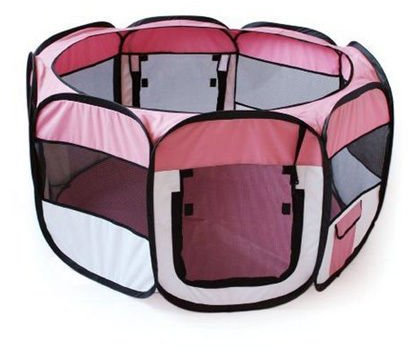 BUNNY BUSINESS Laufgehege für Kaninchen/Meerschweinchen, zusammenklappbar, aus Stoff, Rosa