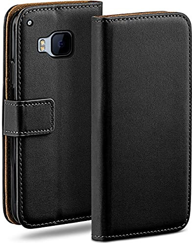 moex Book Case für HTC One M9 Handyhülle mit Kartenfach, Hülle klappbar 360 Grad Schutzhülle, Klapphülle Flip Case Cover, PU Leder Handytasche Lederhülle, Schwarz