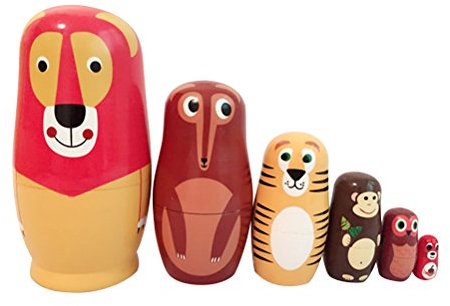 ULTNICE Babuschka Verschachtelung Matroschka Holz Russian Nesting Dolls Kinder Spielzeug Geschenk in Tier-Form