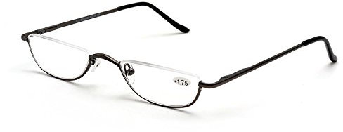 Inlefen Lesebrille Frühling Scharniere Unisex Half Moon Halbrahmen Slim Lesebrille Vintage Metall Semi Randlose Eyewea 1.0 1.5 2.0 2.5 3.0 3.5 4.0