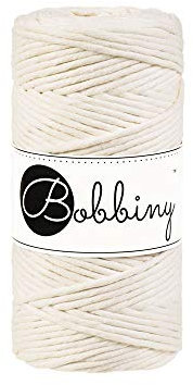 Bobbiny Oeko-Tex Premium Makramee Garn aus ökologischer Baumwolle in Natural 3 mm x 100 m