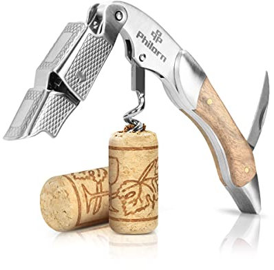 PHILORN Tire-Bouchon Professionnel, Palissandre Naturel & Ouvre Bouteille en Acier Inoxydable, Ebook de Recettes Vin, Couteau de Sommelier, Coupe-Capsule, Meilleur Choix de Serveur, Barman, Sommelier