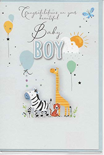 Baby Boy Newborn Greeting Card 20 x 14 cm Congratulations Beautiful