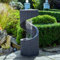 Ivyline Outdoor Spiral Water Feature in Granite - UV Stable, LED Lights & Durable - Lightweight Stylish Decorative Garden Fountain - H82cm x W35cm
