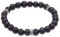 Kuzzoi Buddha Herren Naturstein Armband, Elastisches Steinarmband aus Lava Perlen (8 mm) mit Silber Beads aus 925 Sterling Silber Oxidiert für Männer, Länge 19 cm