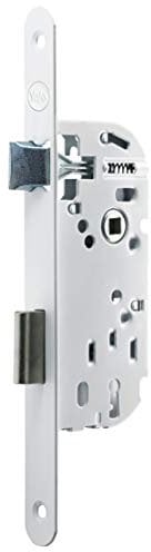 Yale Einsteckschloss mit Schlüssel, Achse 50 mm, Truhe 135 mm – Y55R-A50/B/SC – umkehrbare Riegel, Stulpe rund – Innentür für Kommunikation, Schlafzimmer, Büro, Weiß, Schlüssel inklusive