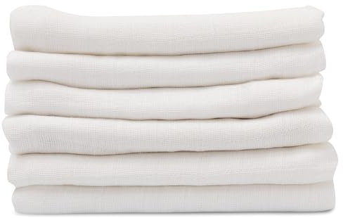 FENSILO - Mulltücher Weiss - Mullwindeln Weiß - 6er Pack 70x80 cm - Stoffwindeln, Made IN EU- schadstoffgeprüft - Spucktücher für Jungen und Mädchen