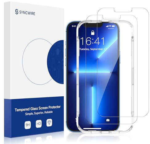 SYNCWIRE Schutzfolie für iPhone 13/14/13 Pro 6,1 2 Stück Gehärtetes Glas Displayschutz, Displayschutzfolie HD 3D-Touch, 9H, Hüllenfreundlich