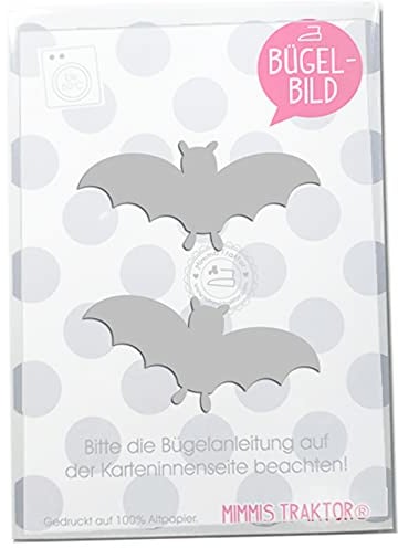Bügelbild 2 Stk. Reflektor Fledermaus 8 cm SILBER Aufbügler Applikationen Bügelsticker für Stoffe Textilien Kinder zum Aufbügeln Flicken