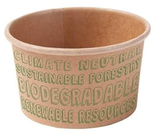 GREENBOX Bio Eisbecher aus Pappe 50 Stück I Kraft-Karton Becher braun I Kompostierbare Becher ungebleicht I Speisebecher to Go I Pappbecher biologisch abbaubar 125 ml
