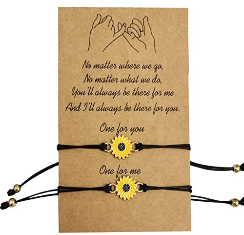 Molyorch 2 Pièces, Bracelet Tournesol, Bracelet de tournesol, Tournesol bracelets, pour Couple Soeur Petit Ami Petite Amie