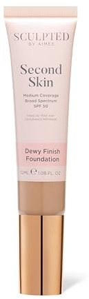 Second Skin Dewy Liquid Face Foundation from Sculpted by Aimee - 32ml Buildable, Medium Coverage Foundation with Dewy Finish, Hyaluronic Acid, Collagen Boosting Formula, SPF 50, (Light Medium 3.8)