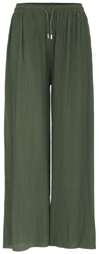 Van Der Rich ® - Weite Plissee Hose High Waist und Verstellbar Bänder - Damen (Khaki, One Size)