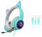 Fiacvrs Auriculares para Orejas de Gato, Auriculares con luz Plegables y Lindos para Juegos con Luces LED RGB USB de 3.5 mm con Cable sobre la Oreja Auriculares para PC(Verde)
