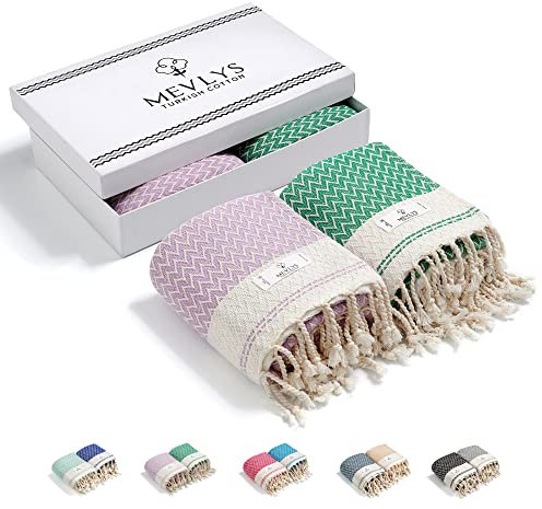 Lot de 2 serviettes de plage XXL,100x180 cm,100 % coton,Serviette de hammam,Serviette de bain,Serviette de plage,Serviette de pique-nique,Absorbante,Extra légère,Violet clair,vert pastel