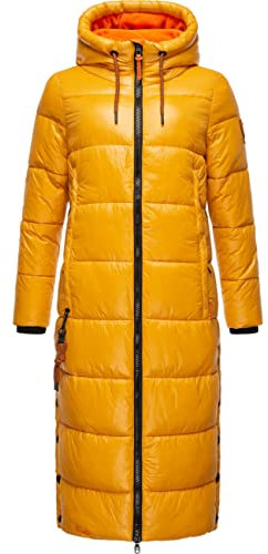 Navahoo Damen Warmer Winter Steppmantel mit Kapuze Schmuseengel Yellow Gr. XXL