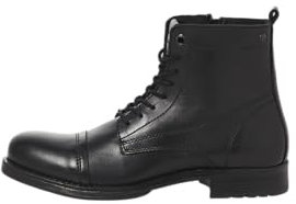 JACK & JONES Jfwshaun-Stivale in Pelle, Stivaletti Stringati Uomo, Antracite, 41 EU