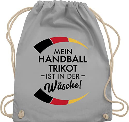 Shirtracer Turnbeutel Rucksack - 2024 - Mein Handball Trikot ist in der Wäsche - Lustig Handball WM EM Spruch Trikot Ersatz Witzig - Unisize - Hellgrau - handball+sprüche 2022 ball
