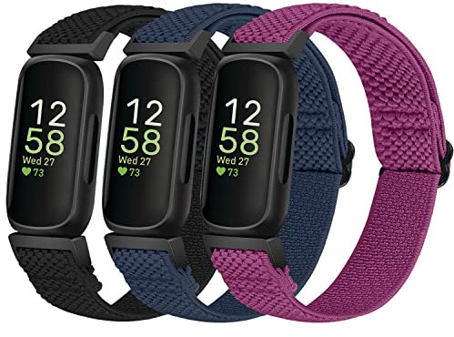 SOiiKE Armband kompatibel mit Fitbit Inspire 3/Inspire 2/Inspire HR/Inspire/Ace 3/Ace 2, elastisches Nylon-Sportarmband, verstellbar, weich, Ersatz, Damen und Herren, Nylon.