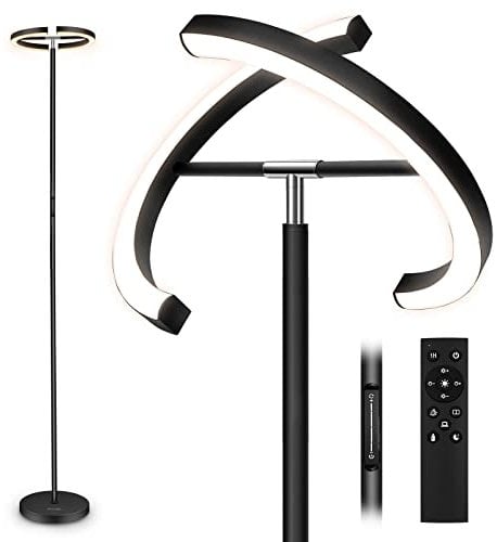 FIMEI Lampadaire, Lampadaire sur Pied avec Télécommande et Contrôle Tactile, 3000K-6000K Température de Couleur et Gradation Continue, Lampadaire Led sur Pied pour Salon, Chambre, Bureau, Noir