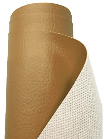 A-Express Premium Gekörnt Wasserdicht Kunstleder Gekörnt Lederimitat Texturiert Lederstoff Meterware - 100cm x 140cm (Beige)